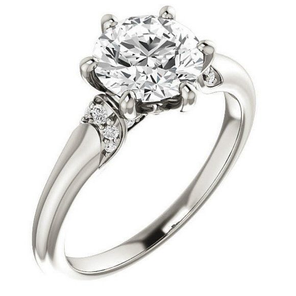 2.0Carat -8.0mm Round Moissanite Accented Engagement Ring - Picture 9 of 16